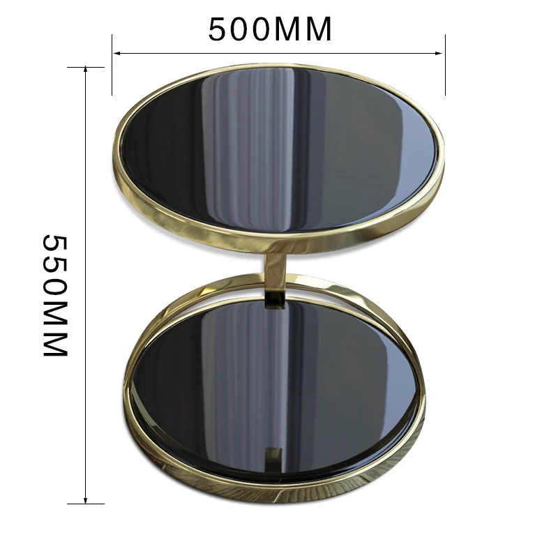 

Light Luxury Tempered Glass Corner Table Living Room Sofa Side Table Stainless Steel Small round Table
