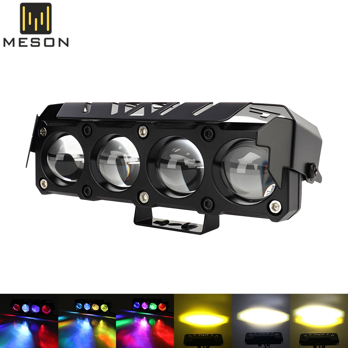 Motorcycle LED Spotlight 30W Fog Lamps 12-24V Headlight RGB Dual Color Yellow White Work Light 4 Lens for Car Trucks SUV UTV SSV