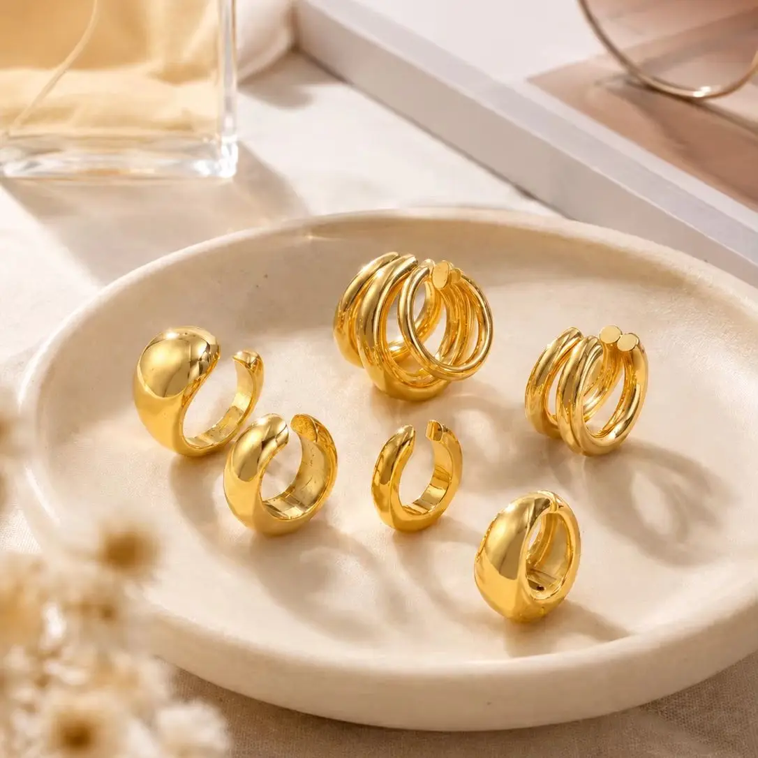 Women's Thick Non-Piercing Clip-On Ear Cuff Earrings