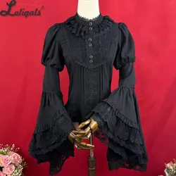 Elegant Lolita Shirt Vintage Long Bell Sleeve Stand Ruffled Neck Women's Blouse ~ Serafin's Prologue