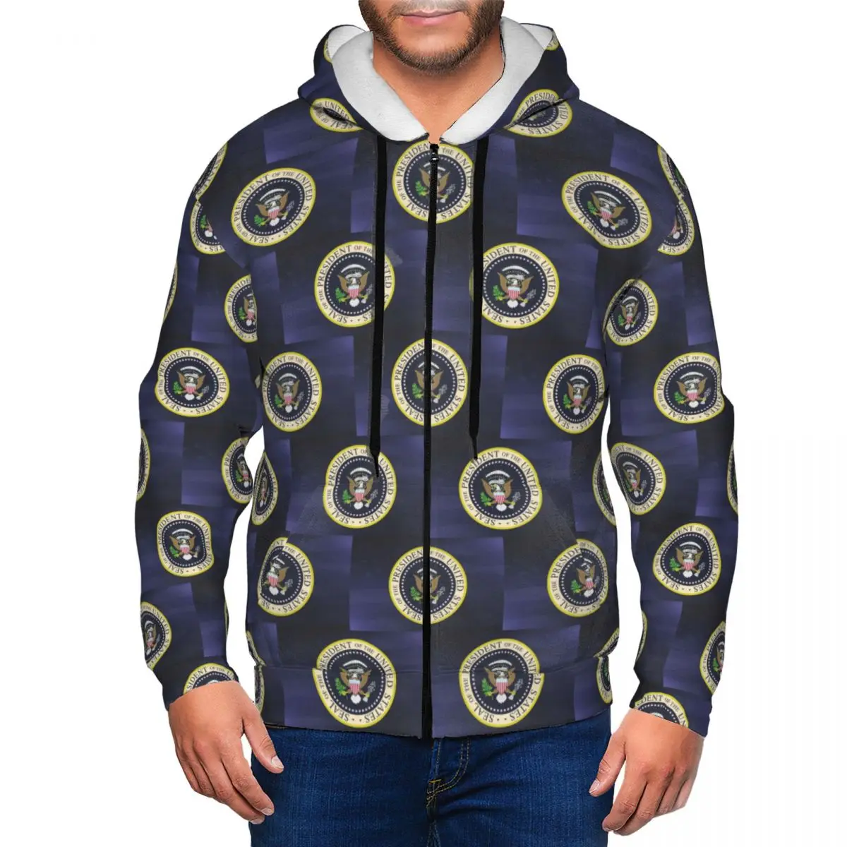 Seal Of The President Of The United States Zipper Hoodies Hip Hop Pullover Autumn Winter Men Women Sweatshirt Long Sleeve Tops