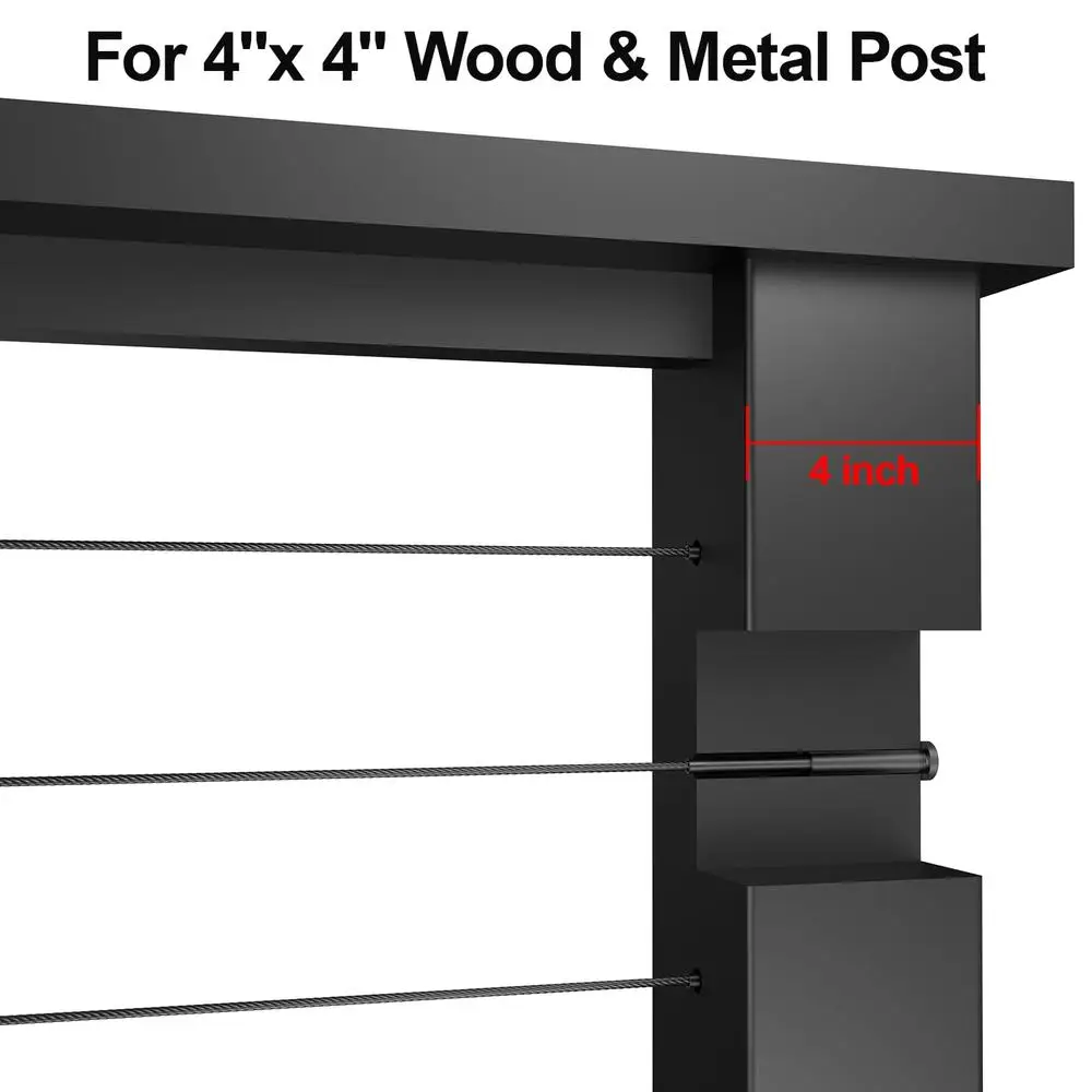 20 حزمة 4 "x 4" وعاء من الستانليس ستيل الأسود غير مرئية درابزين كابل أطقم سطح السفينة درج T316 استقبال ومسمار Swage تركيب ذاتي الصنع