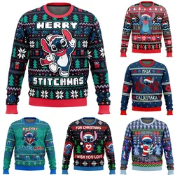 Cartoon Anime Stitch Felpa di Natale Regalo Babbo Natale Pullover 2024 Nuova moda Autunno Inverno Uomo Donna Abbigliamento Top