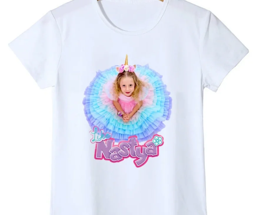 Camisetas con diseño novedoso para niñas, ropa divertida con estampado de dibujos animados de Nastya para niñas, camisetas de moda para bebés de verano para niños