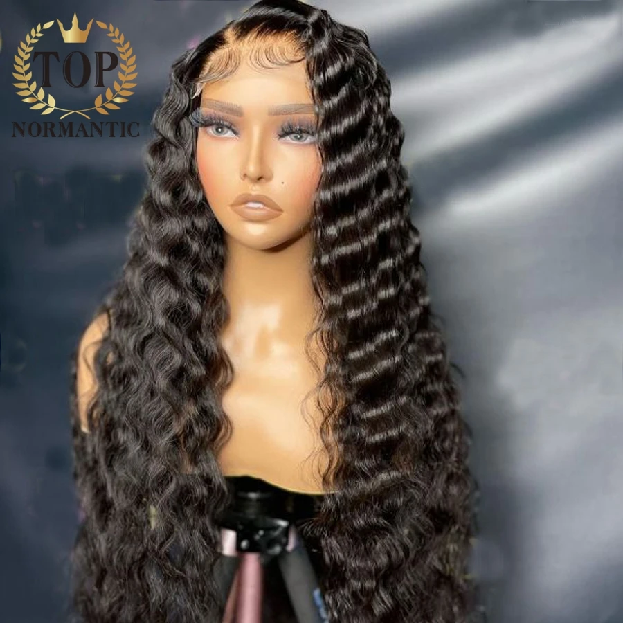 Topnormantic Nature Color Brazilian Remy Human Hair Wigs with Baby Hair 13x6 Lace Front Deep Wave Wig for Women Preplucked