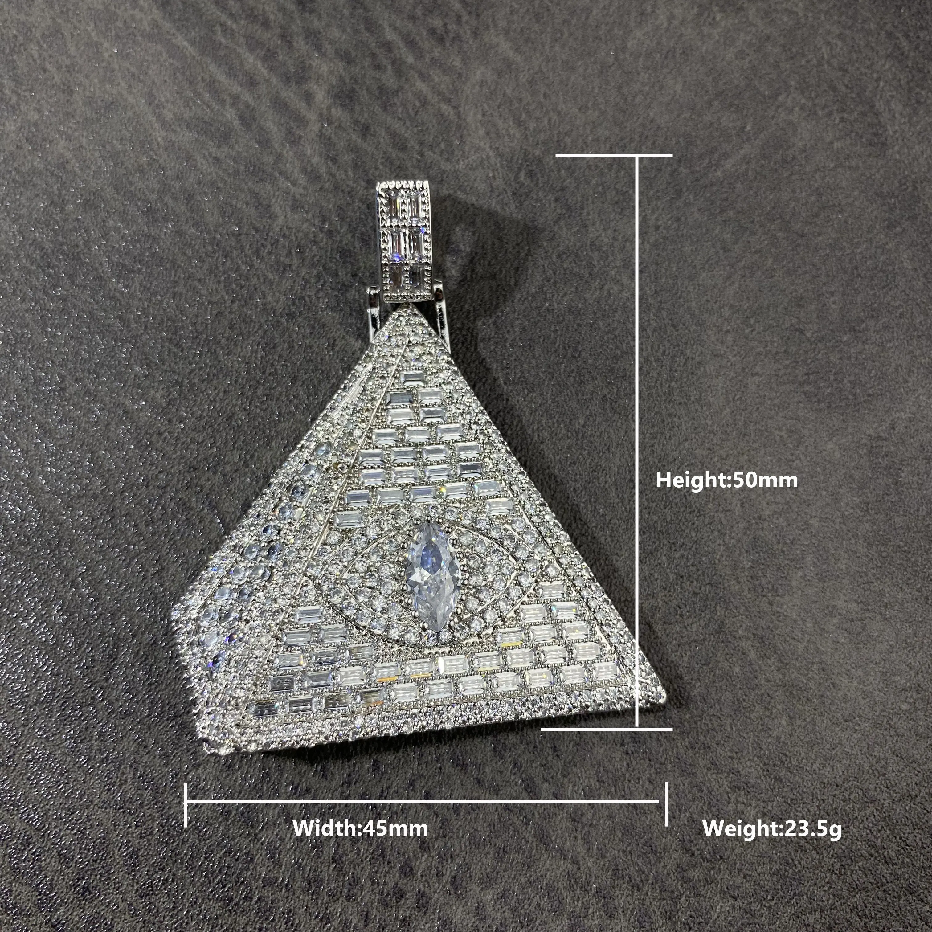 Hip Hop Iced Out Bling Cubic Zircon CZ  Triangle Egyptian Pyramids Eyes Pendant For Men Jewelry