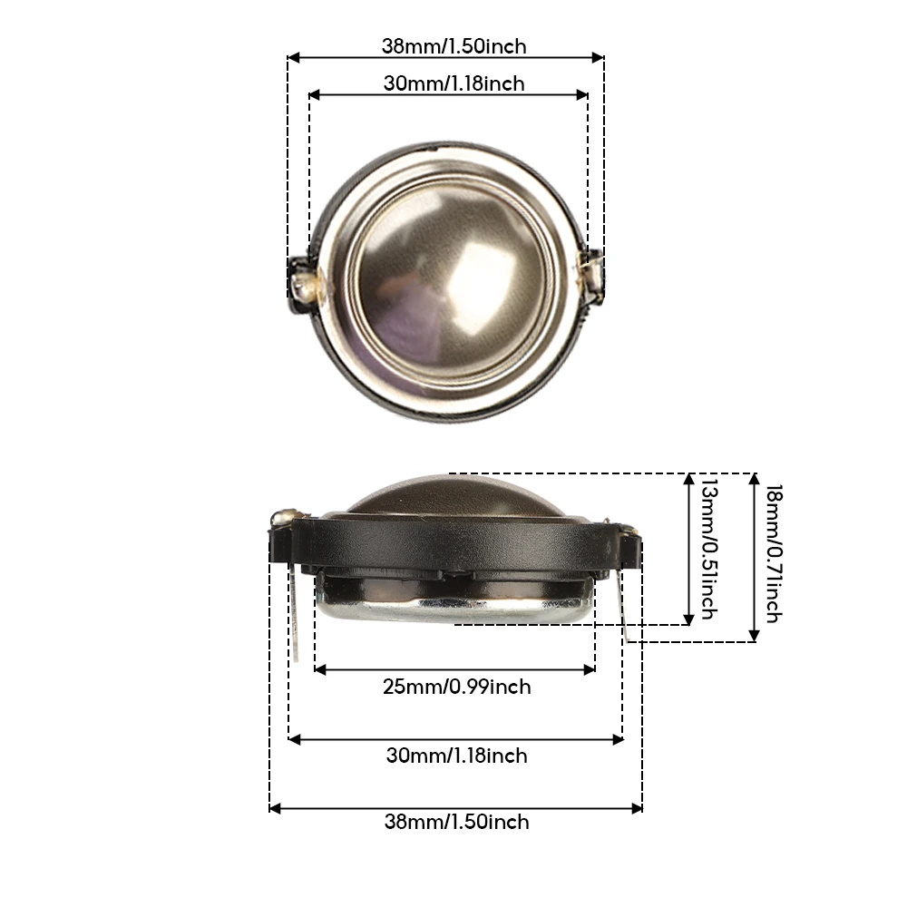 2Pcs 1 Inch Tweeter Speaker 4 Ohm 30W Treble Speaker Home Amplifier Mini Loundspeaker For Car Audio DIY