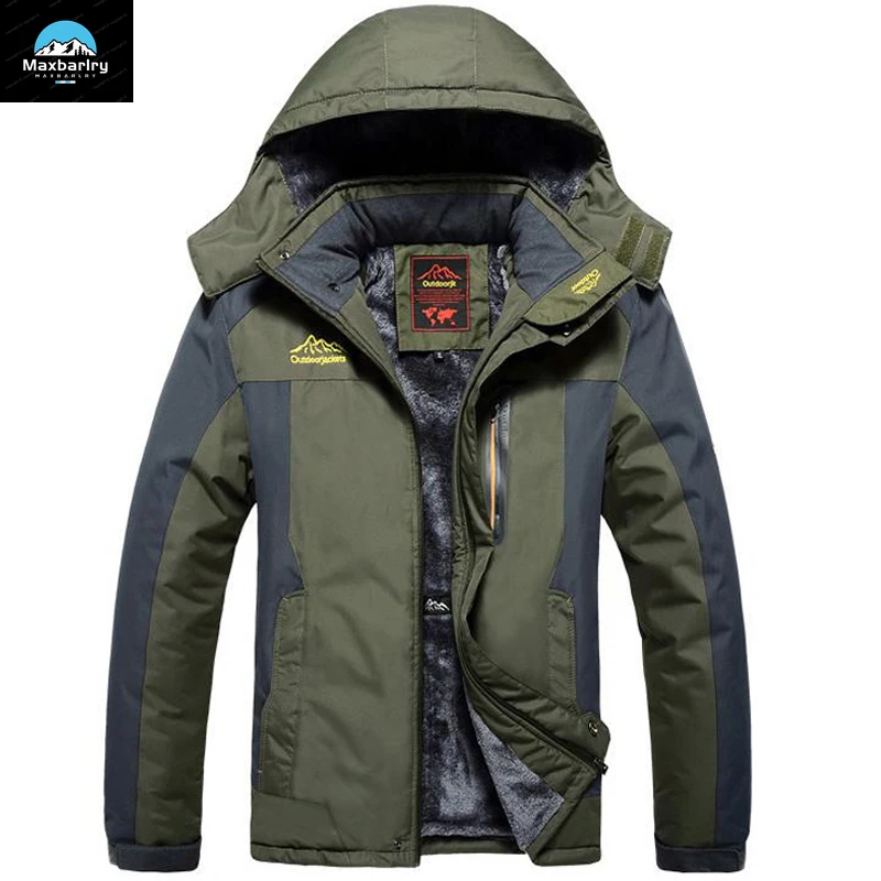 

Winter Thicken Fleece Hiking Jackets Men Outdoors Waterproof Retro Parkas Mens Windbreaker Hunting Mountaineering Rain Jacket