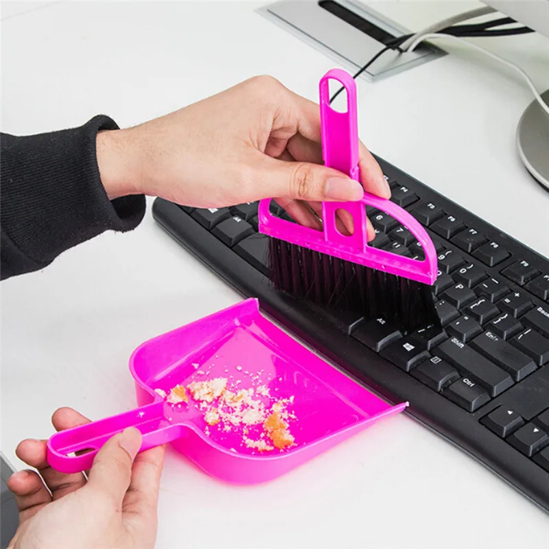 Mini Broom Dustpan Brush Set Soft Cleaning Sweeper Hand Dust Pan For Keyboard