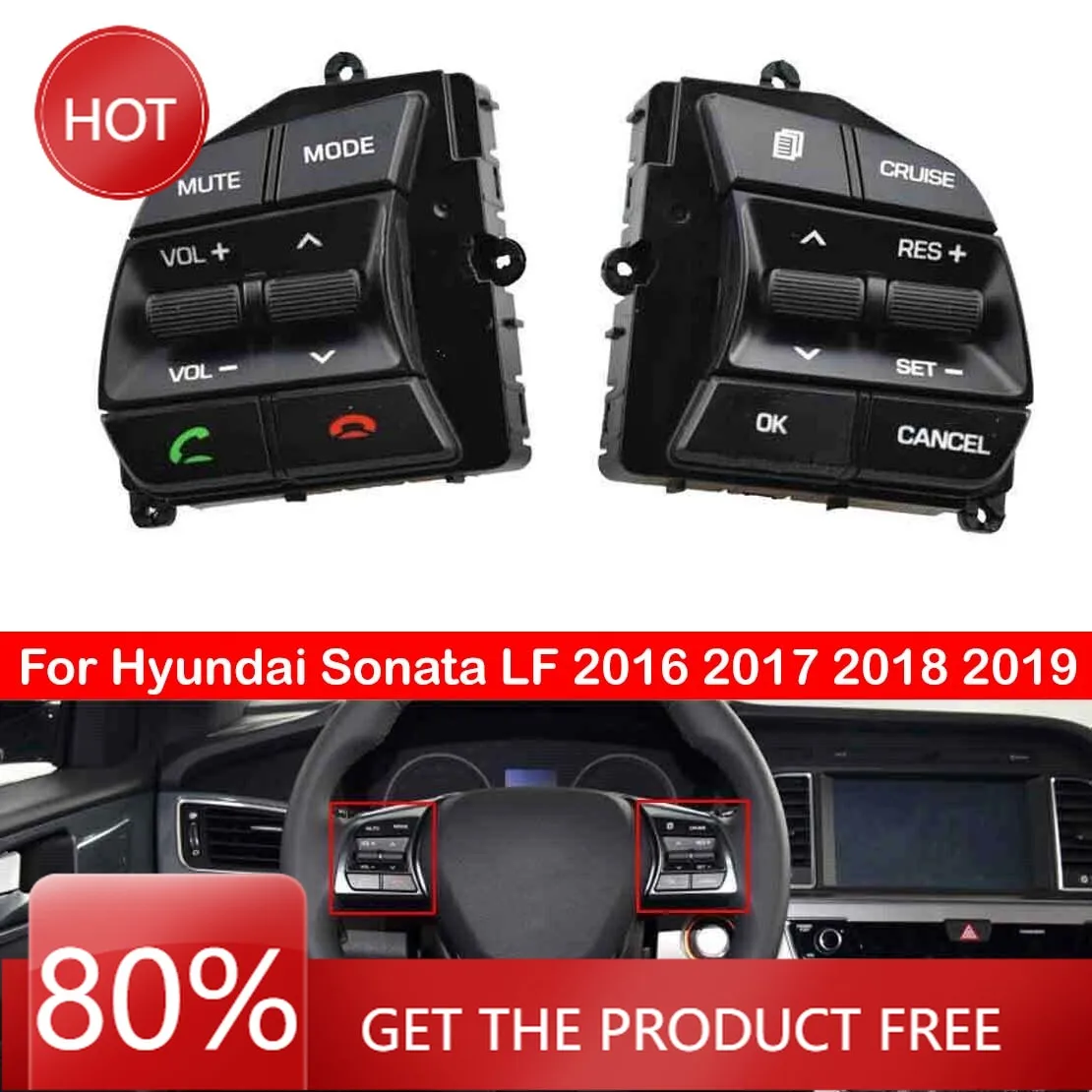 

Чехлы на зеркала для Hyundai Sonata LF 2016 2017 2018 2019, автомобильный руль управления, многофункциональная кнопка регулировки громкости, круиз-контроль