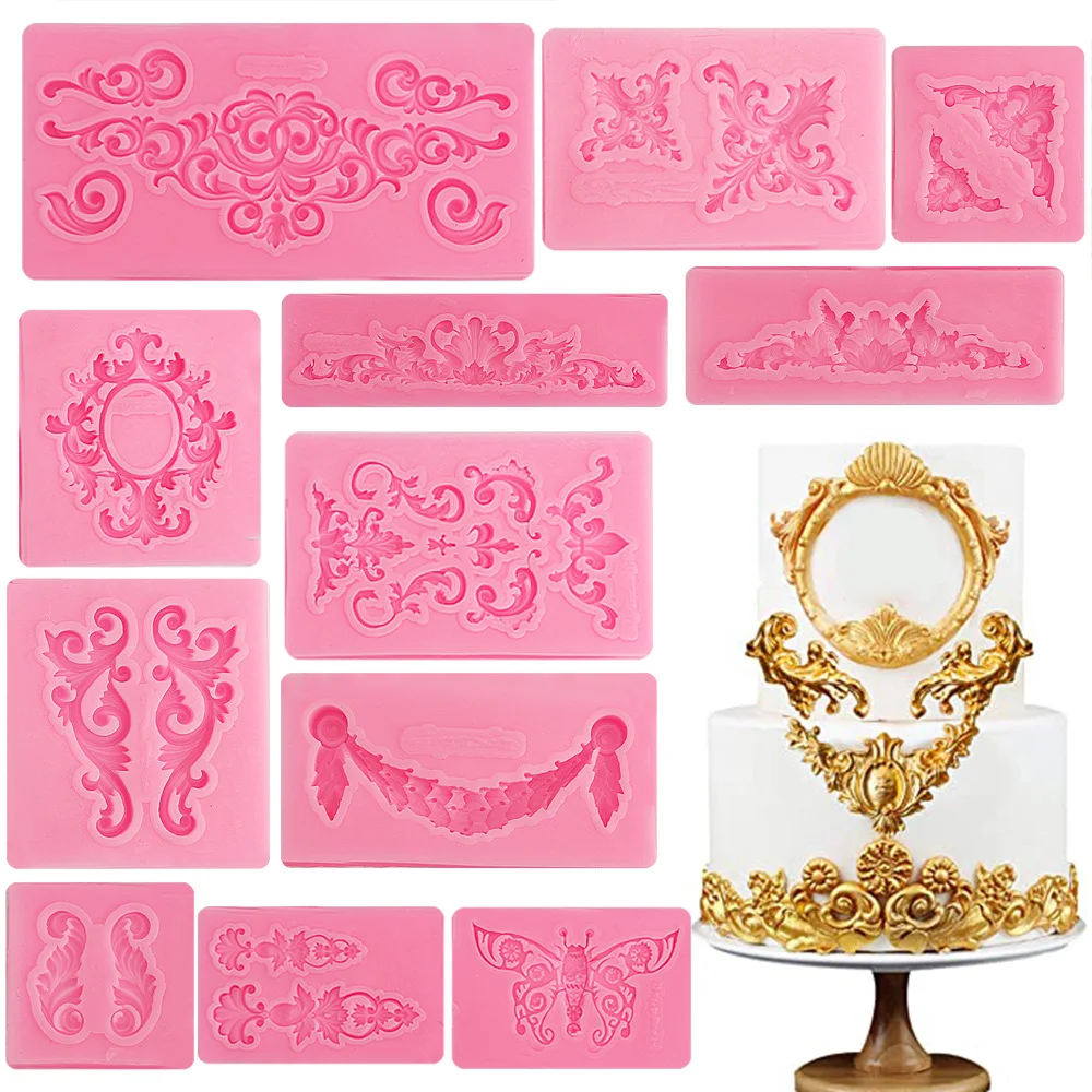 Baroque Silicone Mold Cake Border Lace Butterfly Cupcake Decor Chocolate Handcraft Ornament Accessories Polymer Clay Epoxy Mold