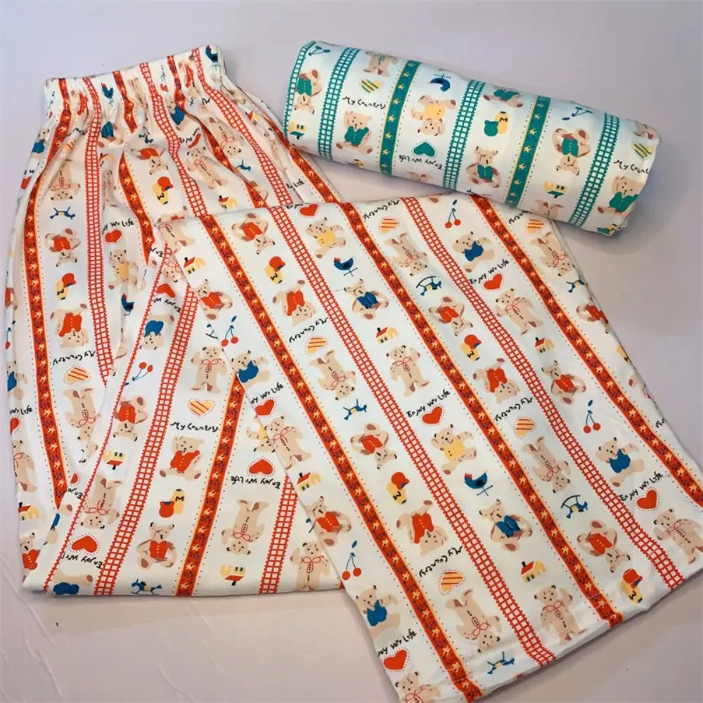 

Kawaiii Animal Pajamas Pants Nightwears Loose Cartoon Trousers Elastic Fabric Home Clothing Bear Pajamas Sleepwear