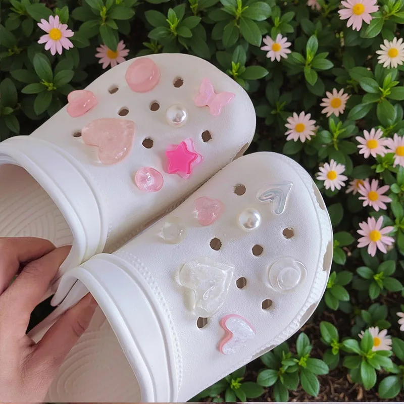 핫세일 패션 트렌드 홀 슈즈 참 DIY 핑크 러브 슈즈 버클 장식 신발 참 샌들 클로그 어린이 선물
