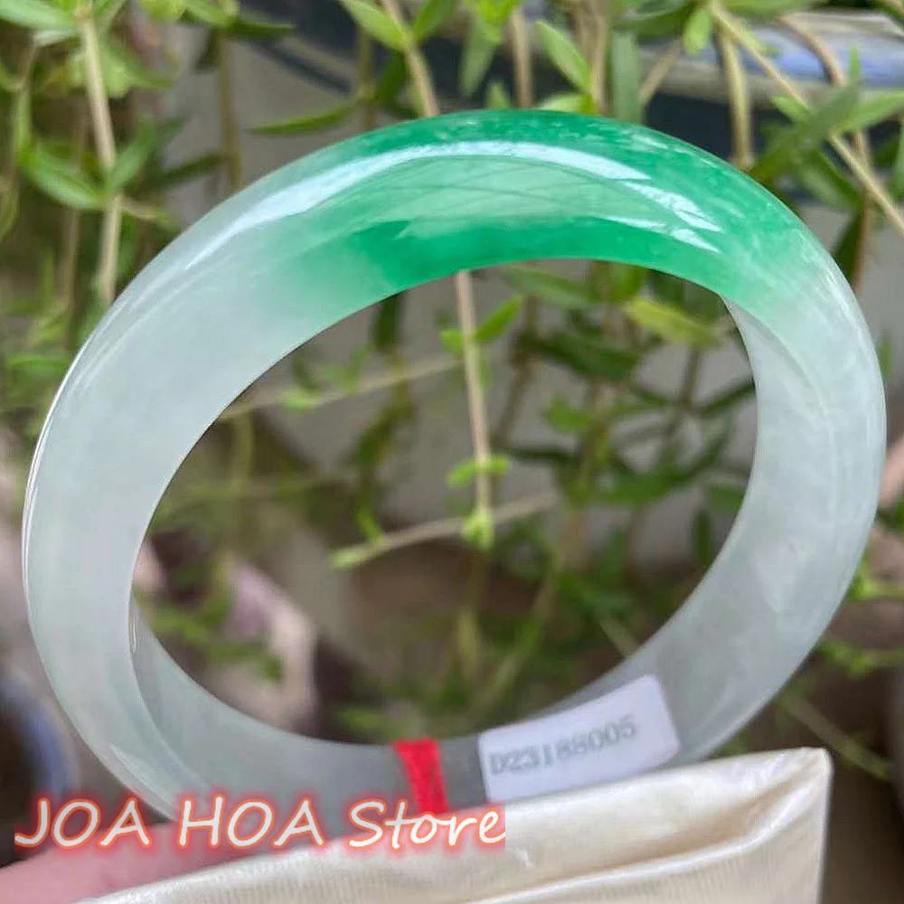 New Natural Floating Green Flower Jadeite Original Ecological Pattern Bangle Quality Jade Bracelet Lucky Handring Fine Jewelry
