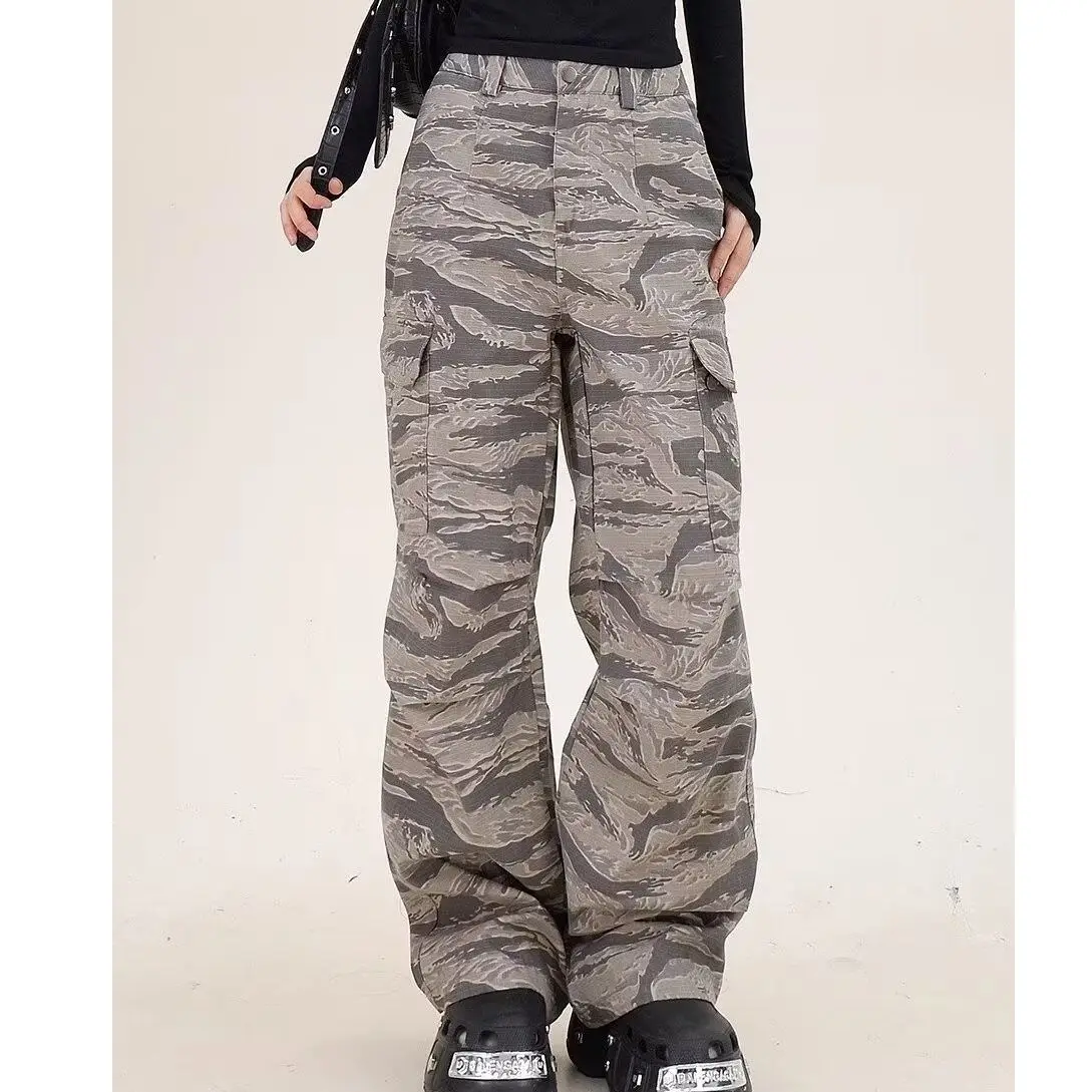 Camouflage Casual Pants for Men and Women Autumn New Loose F Street Retro Design Sense Tooling Wide Leg Trousers Tide