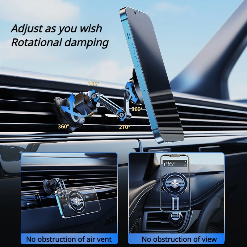 Oatsbasf Car Magsafe Phone Holder Magnetic Airout Phone Stand Multi-angle Adjustmnet High Load Bearing Stable Phone Bracket