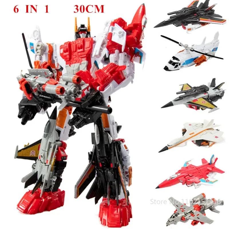 

HZX 30CM 6 in 1 Set Anime Devastator Movie Toy COOL Transformation KO G1 Robot Action Figure Aircraft Model Kids Boy