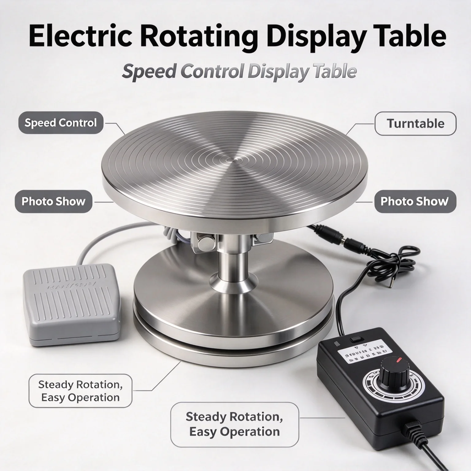 360° Rotating Stainless Steel Electric Turntable, Ceramic Rotary Platform For Carving Painting Gilding Line Drawing Work