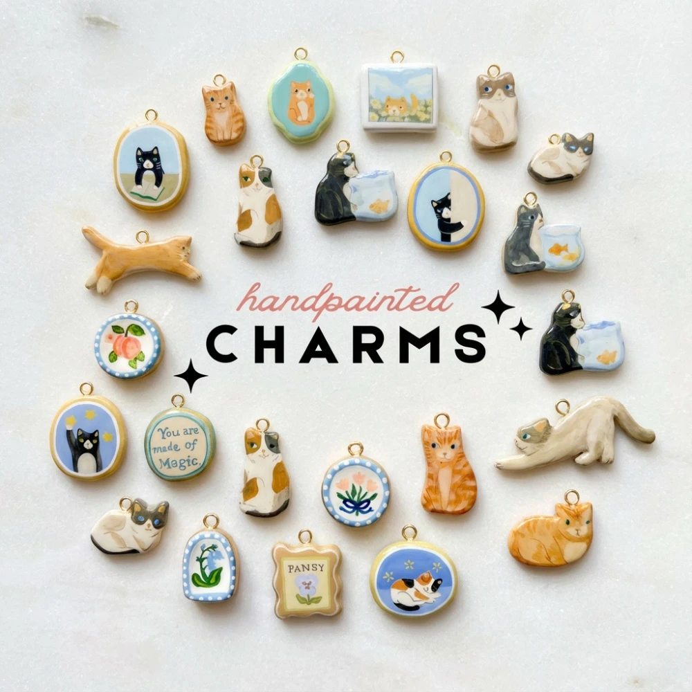 316 Edelstahl Wasserdicht Farbbeständig Niedliche und Vielseitige Blumen-Katzen-DIY-Anhänger-Charms für Schmuck – Detail 1