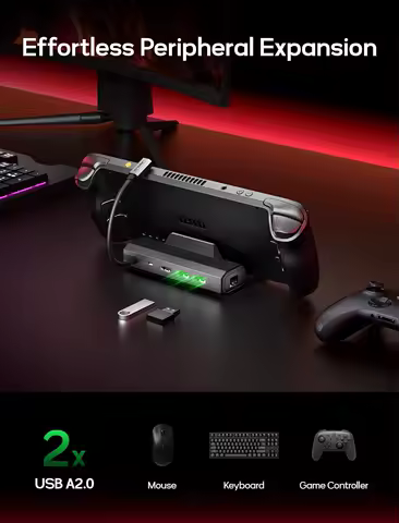Docking Station 4K@120Hz for Steam Deck OLED/ROG Ally X/Legion Go/MSI Claw, 5-in-1 Dock with HDMI 2.1, 100Mbps Ethernet, USB 2.0