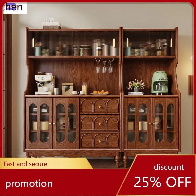 

HXL Solid Wood Sideboard Wall-Mounted Storage Cabinet Multi-Functional Tea Water Wine Cabinet