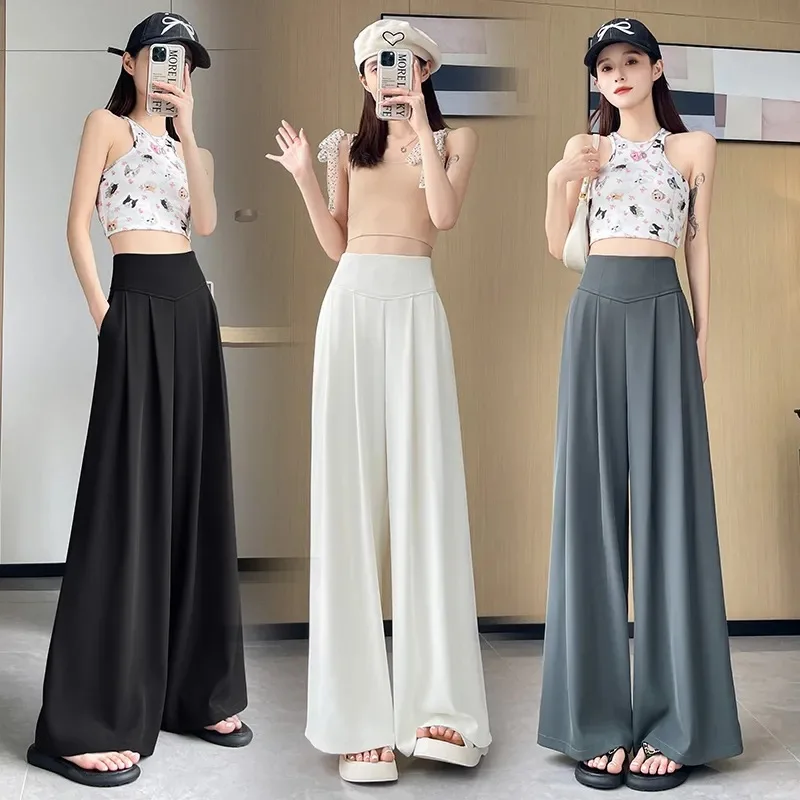 

High Waist Suit Wide Leg Pants Drape Casual Floor Length Abdomen Inming High End Feel Spring Summer New Arrival Women's Faion