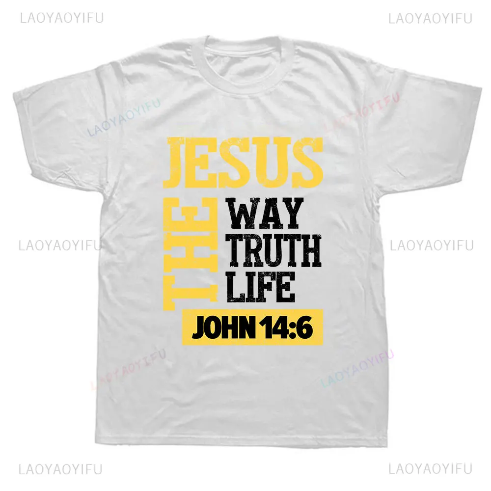 Jesus The Way Truth Life John 14:6 Christian T Shirts Graphic Classic Streetwear Short Sleeve Birthday Gift Summer Style T-shirt