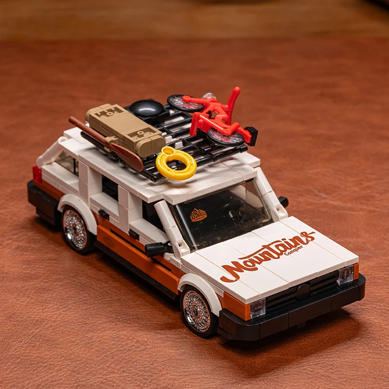 

Ретро кемпер, автомобиль для кемпинга, дом, MOC, модель строительного блока, орнамент, оригинальность, сборка головоломок, игрушка, подарок для мальчика