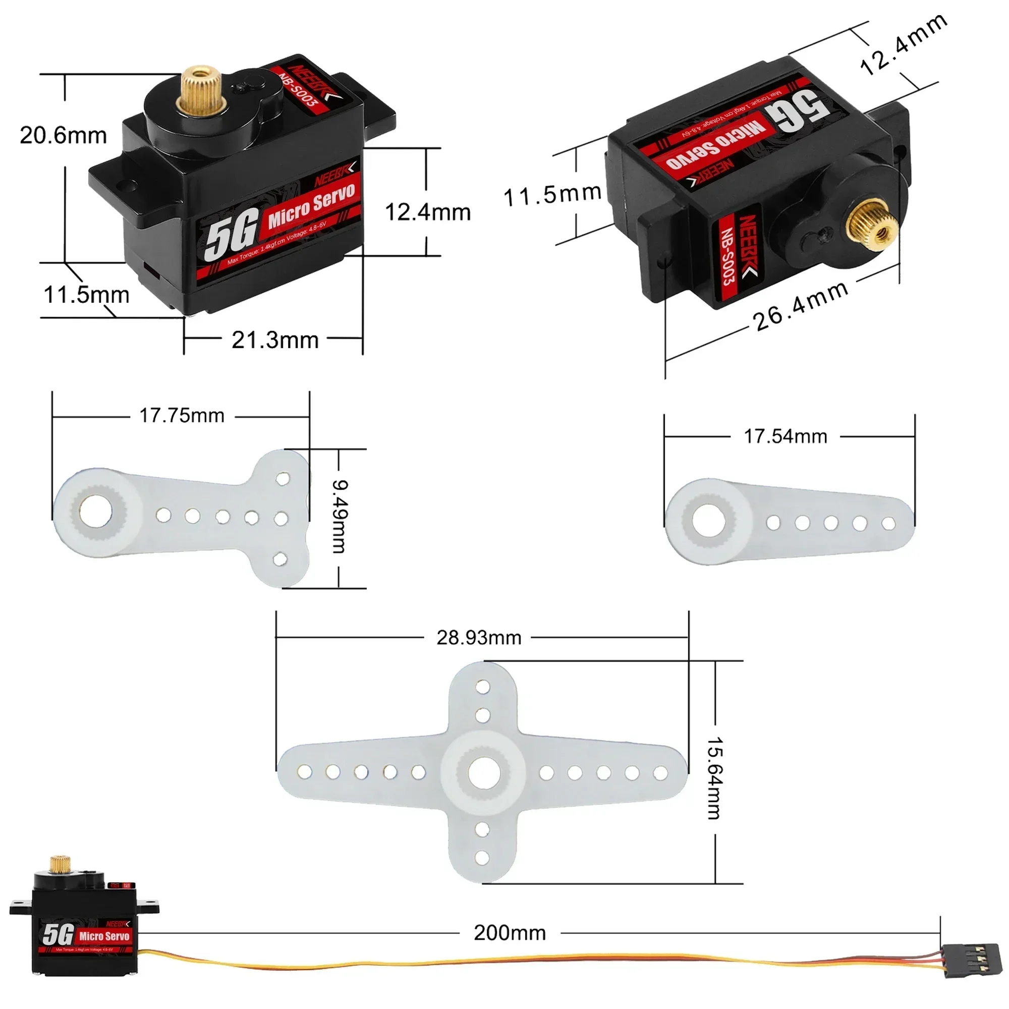 NEEBRC 2g 4.3g 5g 8g 12g 21g metallo/plastica ingranaggio Mini Micro Servo per RC auto Dron aereo elicottero aliante Robot Wltoys