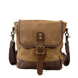 Oil Wax Canvas Leather Crossbody Bag Unisex fashion Vintage Messenger Bags Shoulder Bag for men 2020 Casual Travel Bags