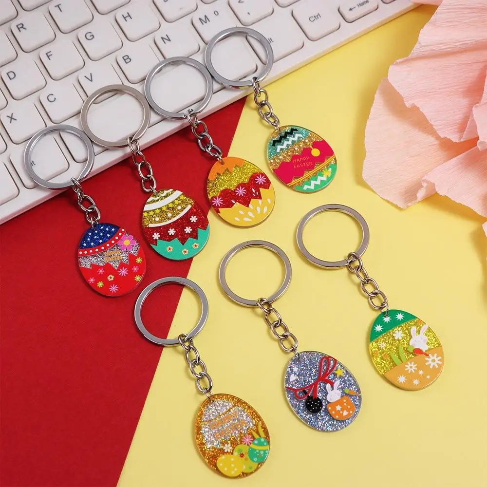 Happy Easter Easter Egg Keychain Colorful Eggs Flower Egg Easter Keyring Lovely Charms Easter Bunny Keyring Party Favors