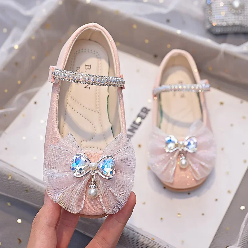 Shoes for Party Wedding Shows Flats Kids Casual Girls Mary Janes New Children Soft Princess Crystal Leather Shoes