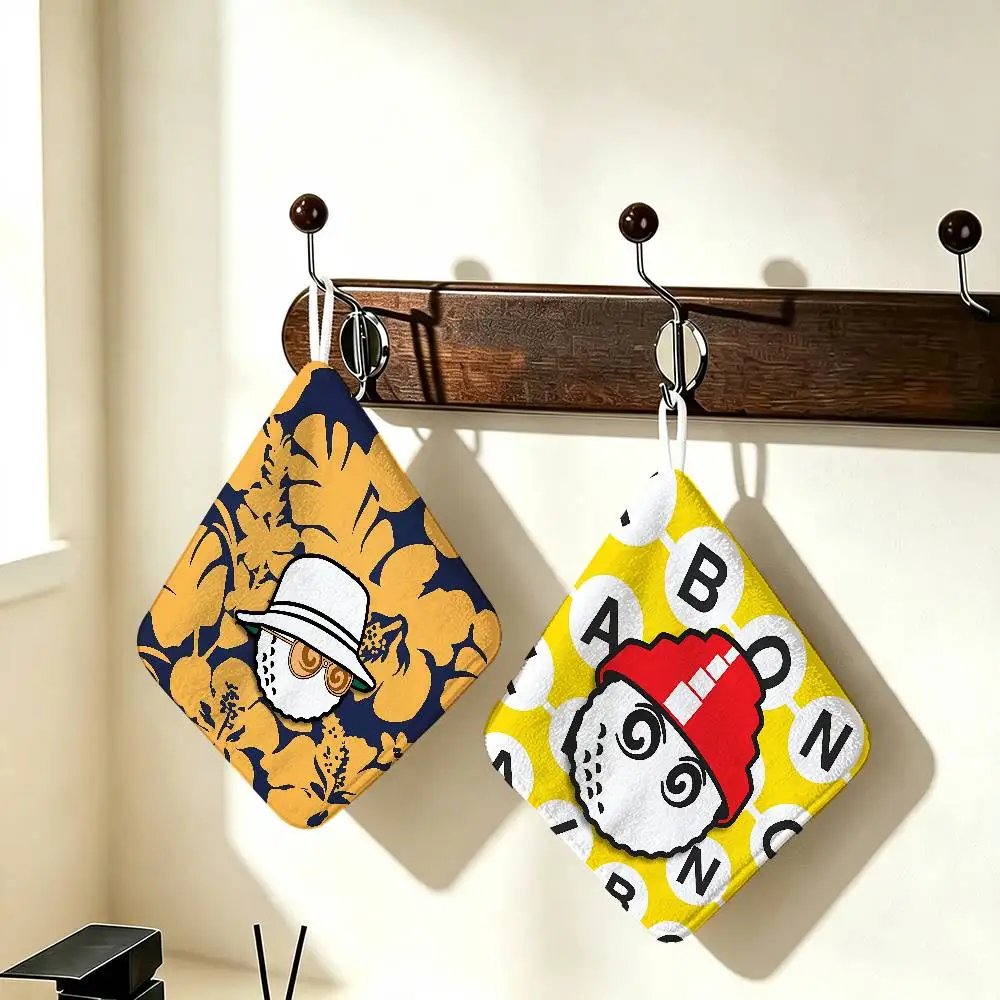 L-Leisure-M-Golf-M-Malbones Kitchen Hand Towel Soft Absorbent Bathroom Hanging Towel Cartoon Kids Wipe Handkerchief