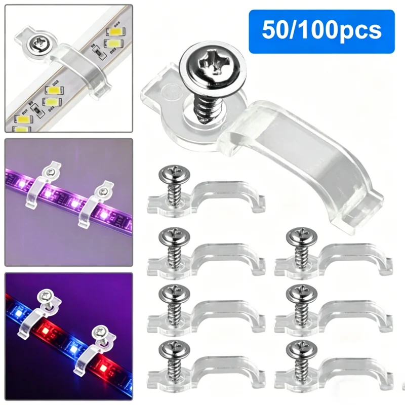 50/100Pcs Set Mounting Brackets Clips Fixing Clamp With Screws Fixed Clip For LED Waterproof Strip Light Within Accessories