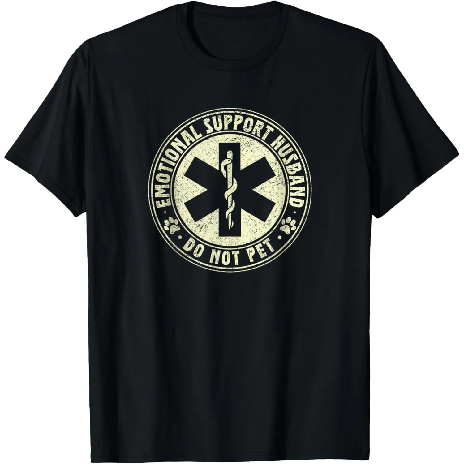Emotional Support Husband Graphic Tee Funny Medical Star Husband Gift Graphic Tee
