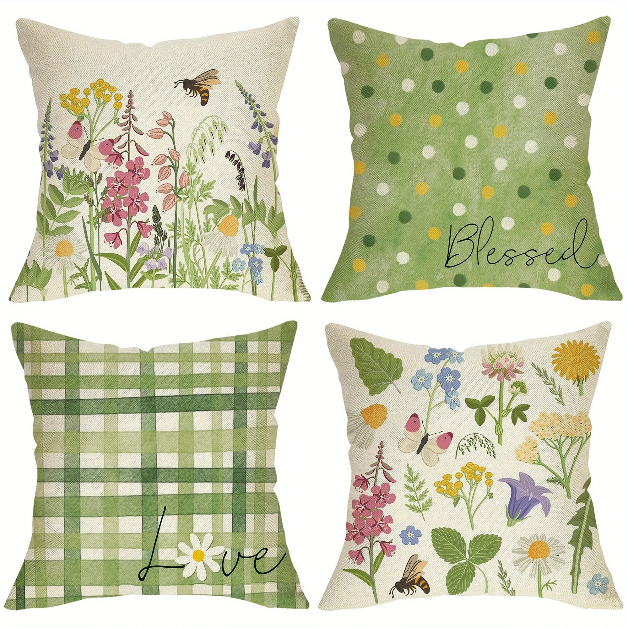 

Short plush material pillowcaseIdyllic Rustic Greenery and Floral Pillow CoversLiving room sofa cushion cover, soft and comforta