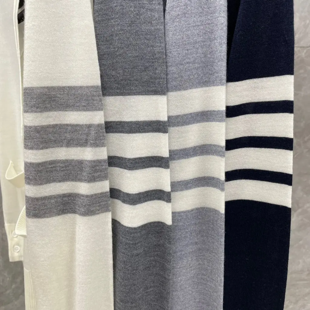 

Classic Four-Bar V-Neck Knit Cardigan TB Spring Autumn Fashion Casual Trendy Thin 4-Button Versatile Women's Open-Shirt