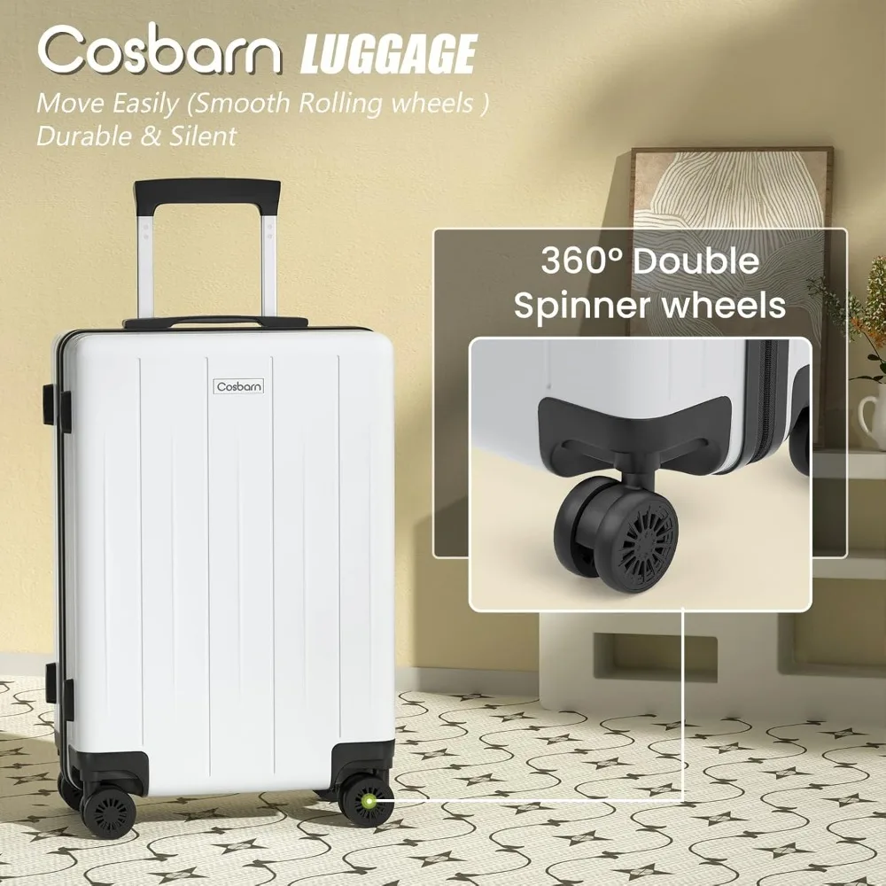 Valigia leggera in ABS con guscio rigido da 20 pollici, bagaglio a mano approvato dalla compagnia aerea con spazio di archiviazione per i viaggi