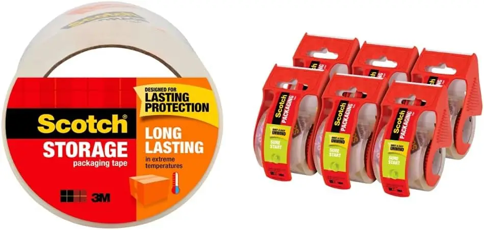 Long Lasting Storage Packaging Tape, 1.88 x 54.6 yd, Clear, 1 Roll (3650) & Sure   rt Shipping Packaging Tape, 1.88 x