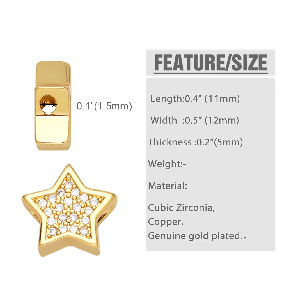 OCESRIO Multiple Color Small Star Charms for Bracelete Making CZ Copper Gold Plated Jewelry Making Supplies Wholesale chma165
