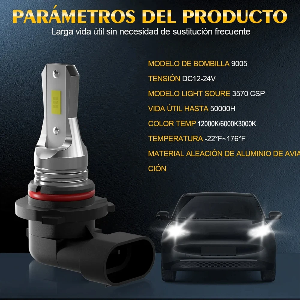 2 قطعة H7 H4 H1 H3 9006 9005 PSX24W السوبر مشرق CSP سيارة الضباب مصابيح كهربائية H11 H8 100W 12000K 6000K 3000K CSP سيارة LED مصباح 12V X3