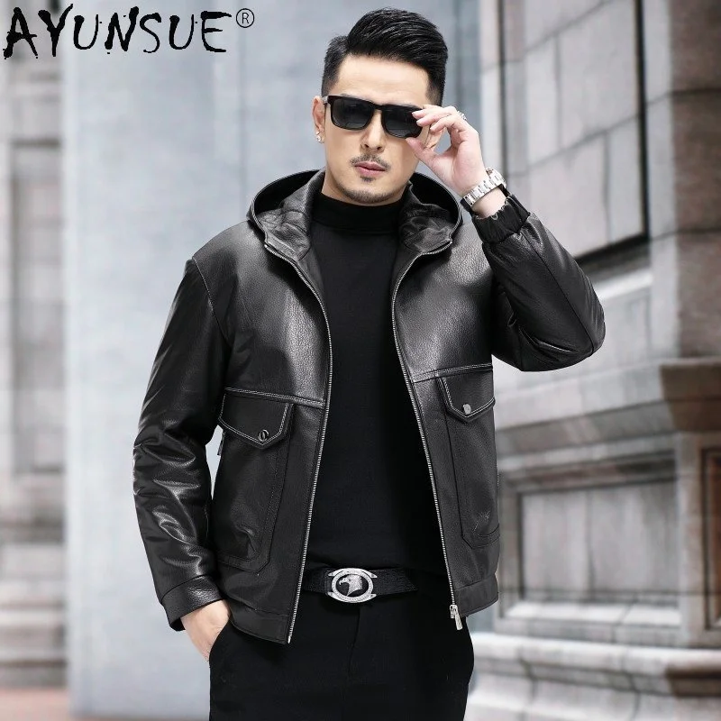 

Mink Fur Linner Jackets Men Pure Cowhide Genuine Leather Jacket Male Real Natural Coat Man Thick Winter Coats 2024