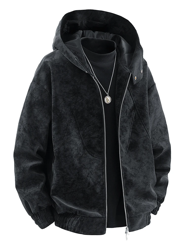 เสื้อโค้ทผู้ชายสไตล์อเมริกัน ดีไซน์ไฮสตรีท สีผสม ทรงหลวม ใส่ได้หลายโอกาส แฟชั่นทันสมัย สไตล์คนเมือง