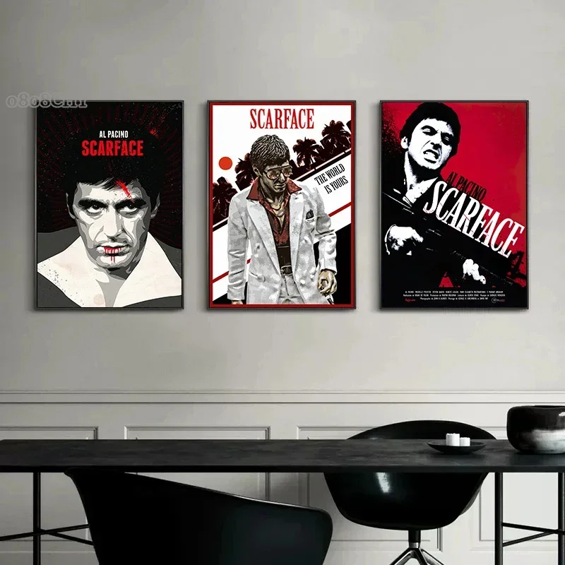 Classic Movie Scarface Tony Montana Poster Canvas Painting Vintage Film Portrait Wall Art Poster Picture for Home Decor Cuadros