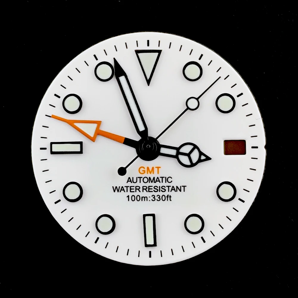 

Мужские часы с циферблатом NH34, циферблат с логотипом 28,5, циферблат с зеленой подсветкой, подходит для аксессуаров для часов с механизмом NH34