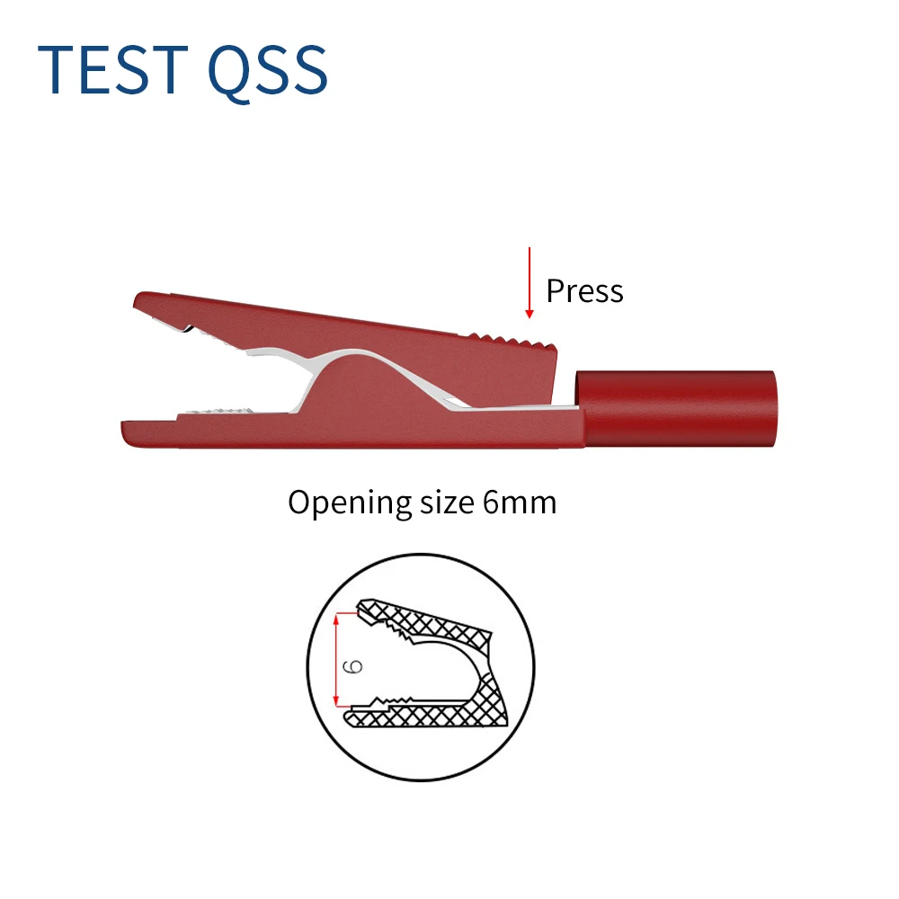 QSS 5PCS Alligator Clips with 2MM Socket Insulation Metal Crocodile Clamp Test Accessories for Multimeter Q.60028