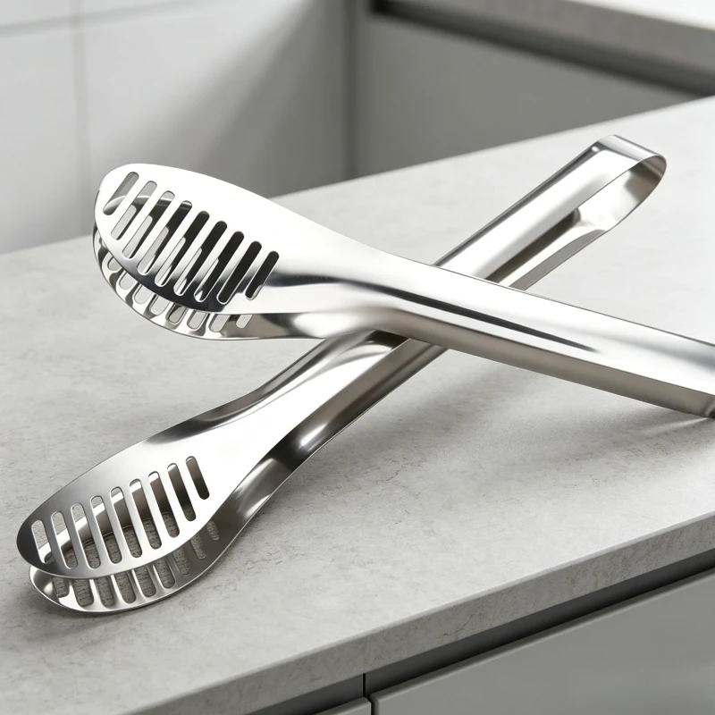 Pinces de cuisine multifonctionnelles en acier inoxydable à fentes pour barbecue, steak, pain, gâteau, grillades et service