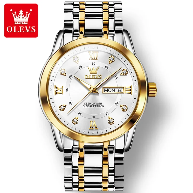 

OLEVS 5513 Waterproof Stainless Steel Strap Men Wristwatch, Business Quartz High quality Exquisite Watches For Men Luminous