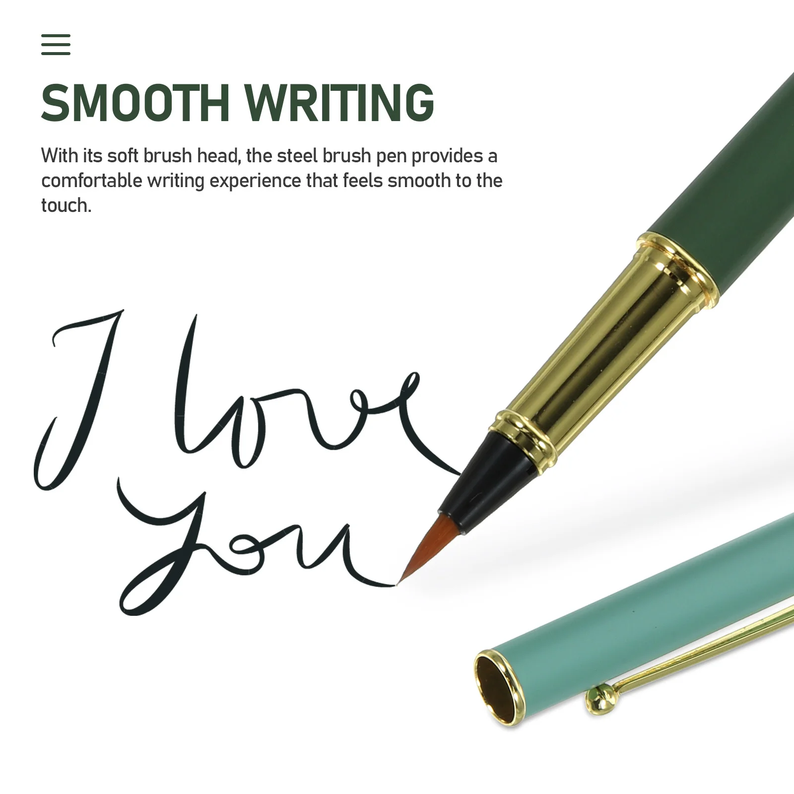 

1Set Steel Brush Pen Soft Brush Head Small Portable Durable Metal Calligraphy Pen Refillable Ink for Writing Chinese Characters