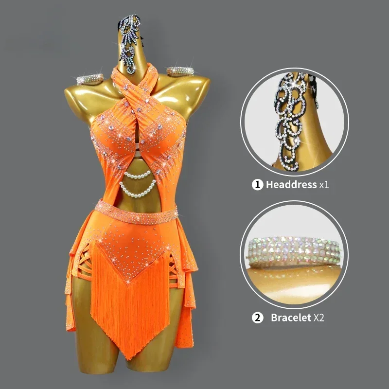 

Latin Dance Clothes 2024 Line Skirt Women Sport Dress Stage Tassel Costume For Girls Samba Outfit Midi Parties Suit Ballroom Top